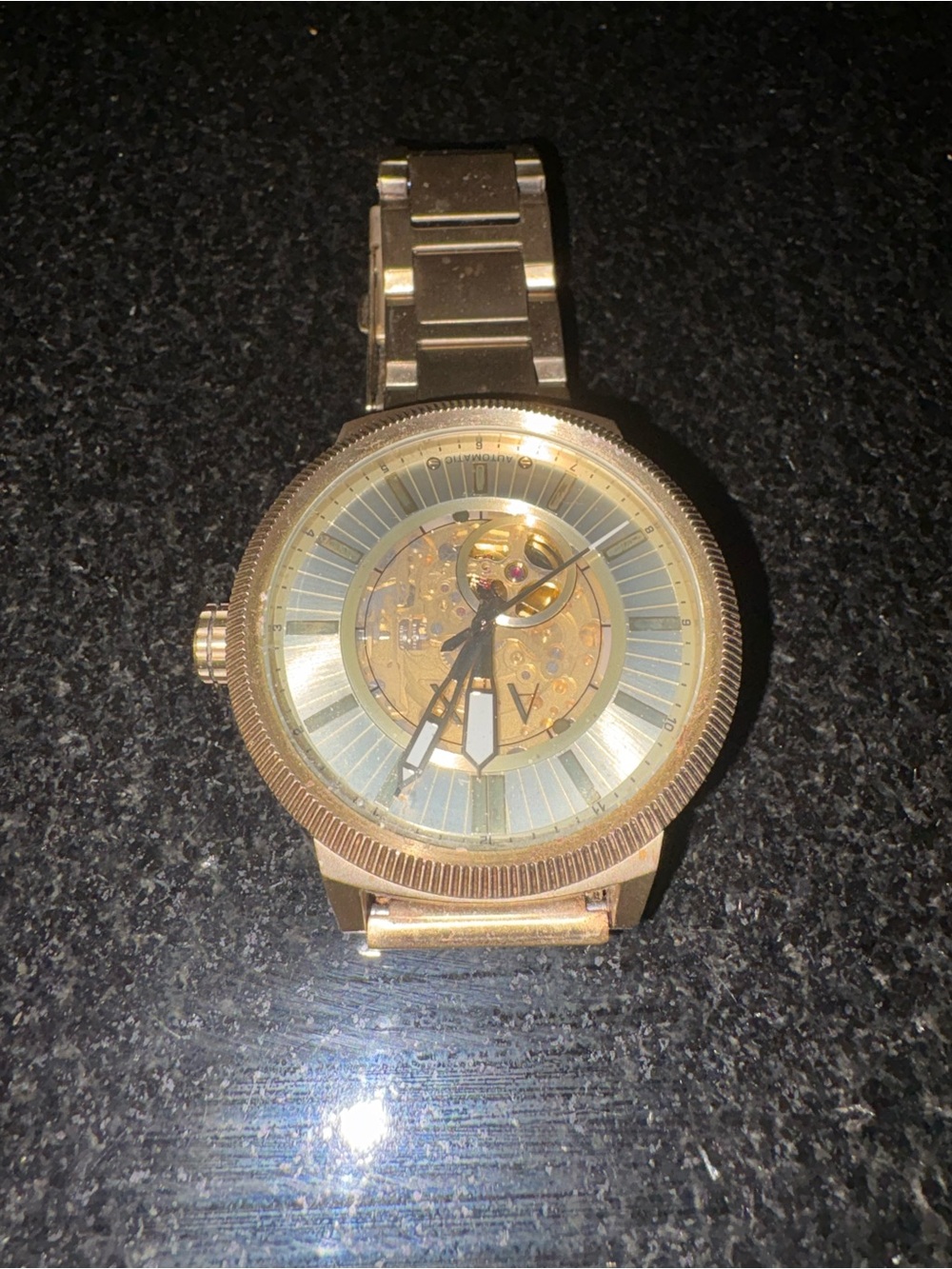 Armani Exchange Gold-Tone Skeleton Dial Men's Watch